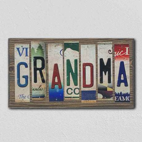 Grandma License Plate Tag Strip Novelty Wood Sign WS-080