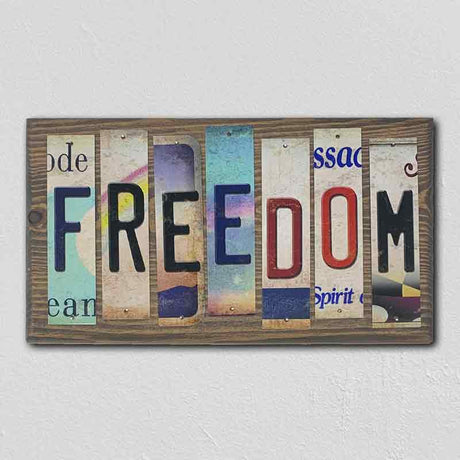 Freedom License Plate Tag Strip Novelty Wood Sign WS-083