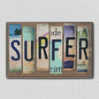 Surfer License Plate Tag Strips Novelty Wood Sign WS-094