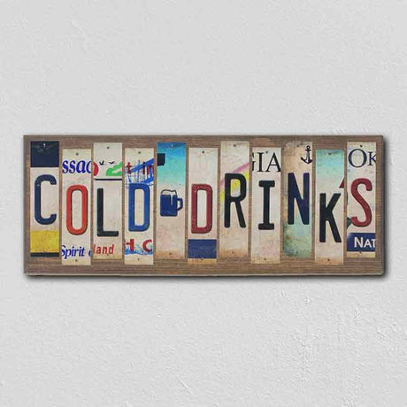 Cold Drinks License Plate Tag Strips Novelty Wood Sign WS-123