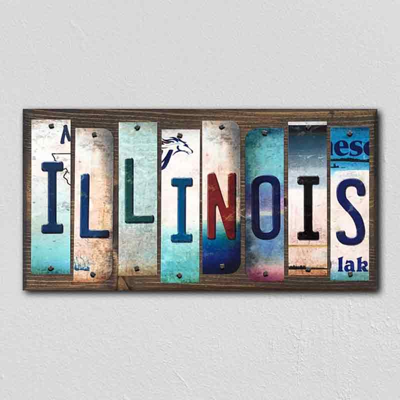 Illinois License Plate Tag Strips Novelty Wood Signs WS-164