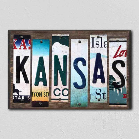 Kansas License Plate Tag Strips Novelty Wood Signs WS-167