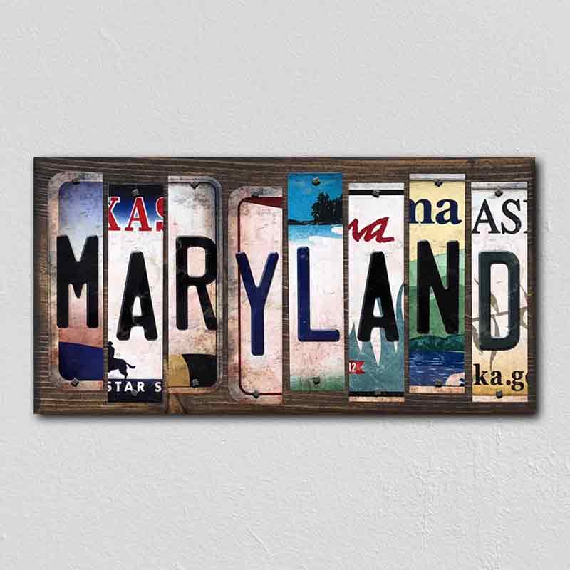 Maryland License Plate Tag Strips Novelty Wood Signs WS-171