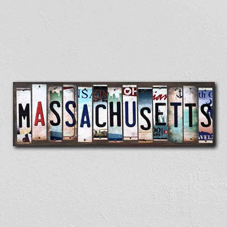 Massachusetts License Plate Tag Strips Novelty Wood Signs WS-172