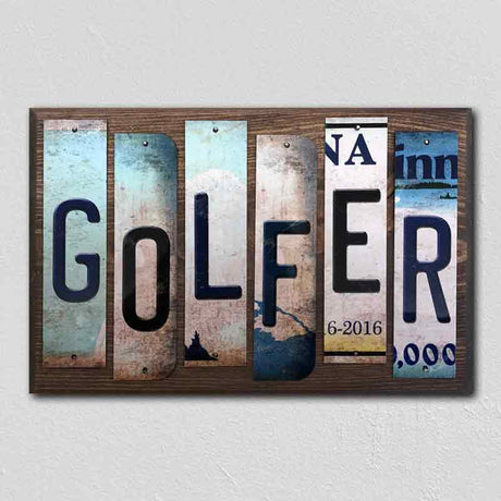 Golfer License Plate Tag Strips Novelty Wood Signs WS-241