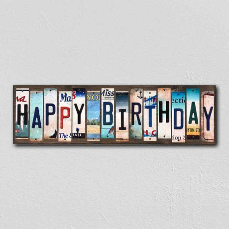 Happy Birthday License Plate Tag Strips Novelty Wood Signs WS-256