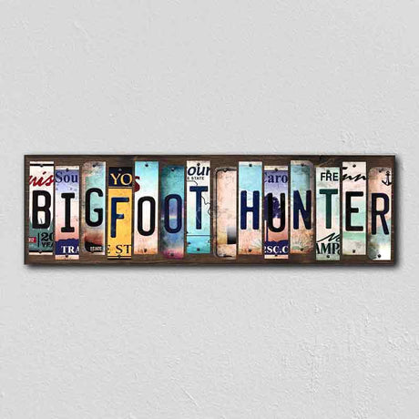 Bigfoot Hunter License Plate Tag Strips Novelty Wood Signs WS-318