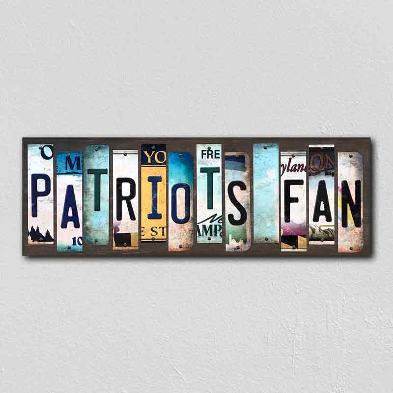 Patriots Fan License Plate Tag Strips Novelty Wood Signs WS-328