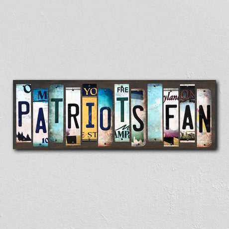 Patriots Fan License Plate Tag Strips Novelty Wood Signs WS-328