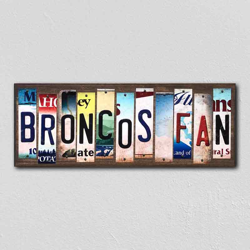 Broncos Fan License Plate Tag Strips Novelty Wood Signs WS-339