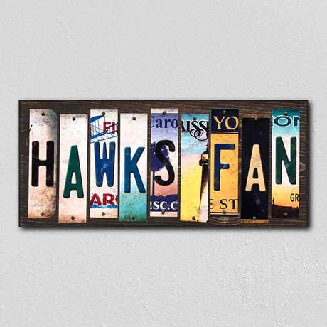 Hawks Fan License Plate Tag Strips Novelty Wood Signs WS-386