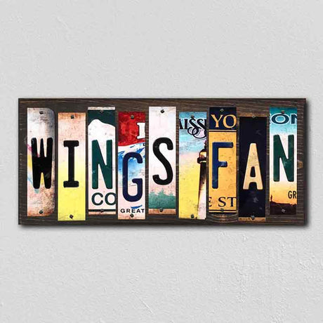 Wings Fan License Plate Tag Strips Novelty Wood Signs WS-430