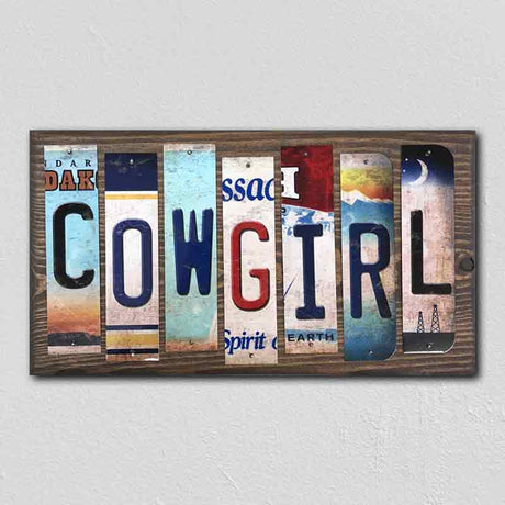 Cowgirl License Plate Tag Strips Novelty Wood Signs WS-462