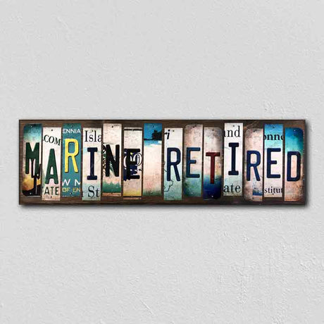 Marine Retired License Plate Tag Strips Novelty Wood Signs WS-495