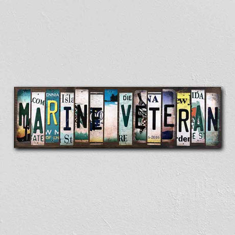 Marine Veteran License Plate Tag Strips Novelty Wood Signs WS-496