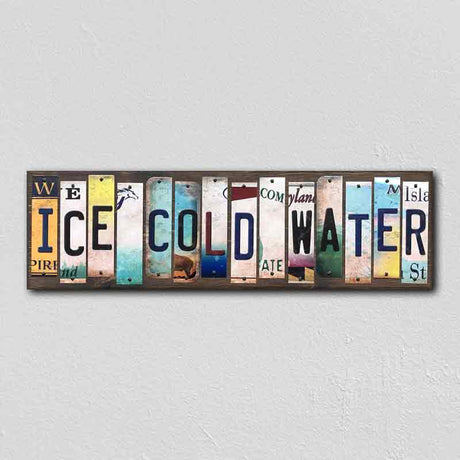 Ice Cold Water License Plate Tag Strips Novelty Wood Signs WS-553