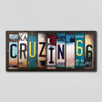 Cruzin 66 License Plate Tag Strips Novelty Wood Signs WS-589