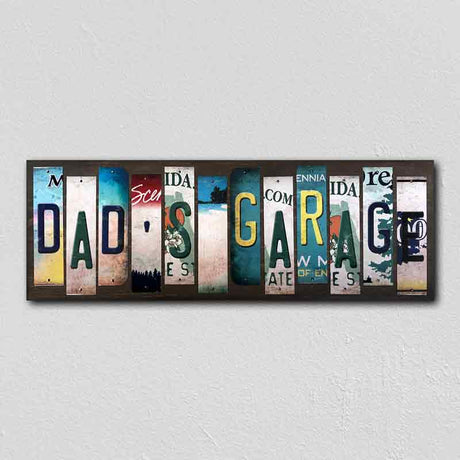 Dads Garage License Plate Tag Strips Novelty Wood Signs WS-591