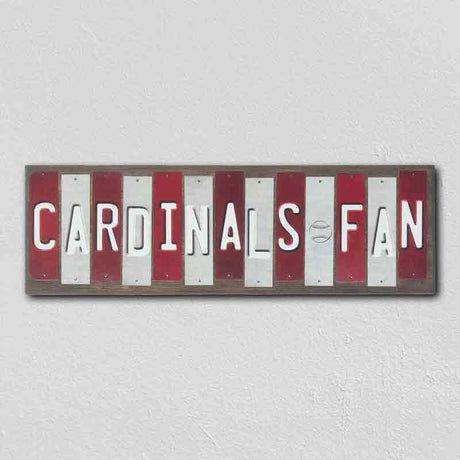 Cardinals Fan Team Colors Baseball Fun Strips Novelty Wood Sign WS-601