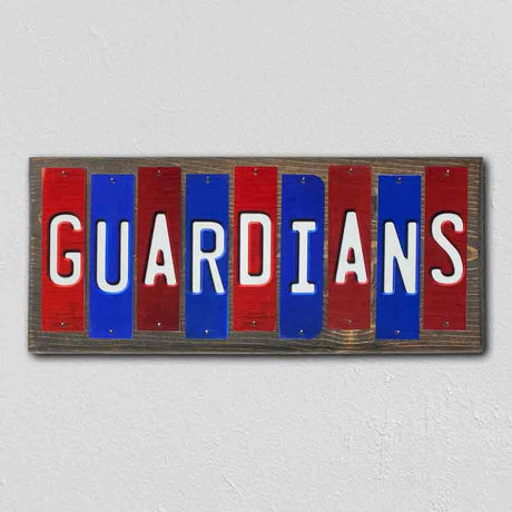 Guardians Team Colors Baseball Fun Strips Novelty Wood Sign WS-604