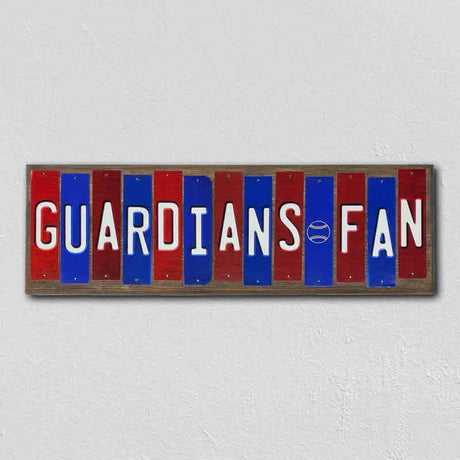 Guardians Fan Team Colors Baseball Fun Strips Novelty Wood Sign WS-605