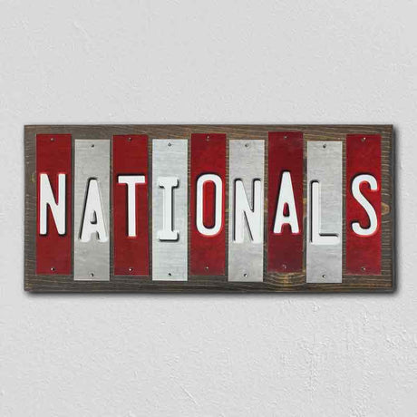 Nationals Team Colors Baseball Fun Strips Novelty Wood Sign WS-608