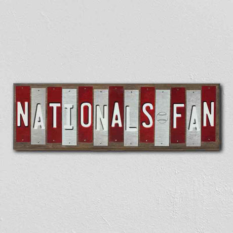 Nationals Fan Team Colors Baseball Fun Strips Novelty Wood Sign WS-609