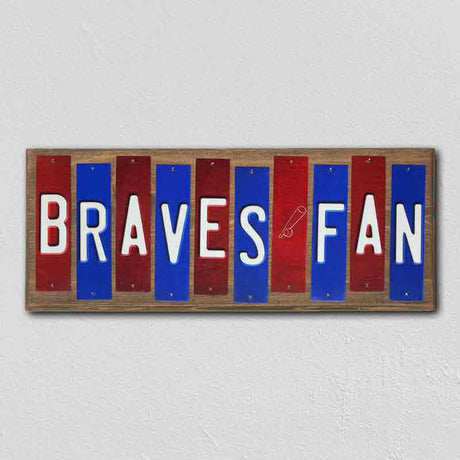 Braves Fan Team Colors Baseball Fun Strips Novelty Wood Sign WS-619