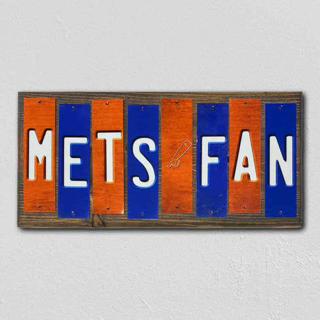 Mets Fan Team Colors Baseball Fun Strips Novelty Wood Sign WS-625