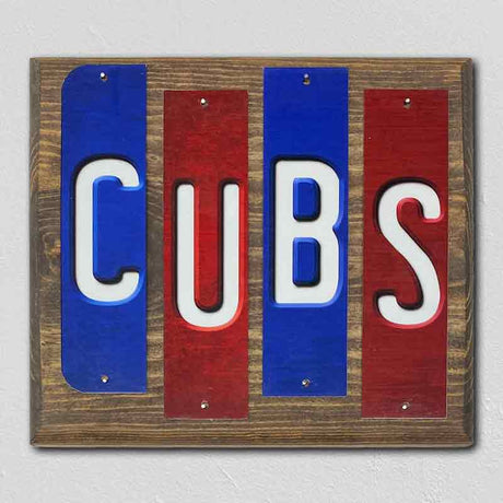 Cubs Team Colors Baseball Fun Strips Novelty Wood Sign WS-628