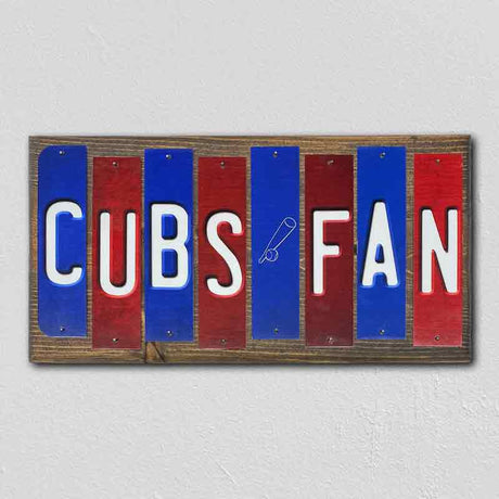 Cubs Fan Team Colors Baseball Fun Strips Novelty Wood Sign WS-629