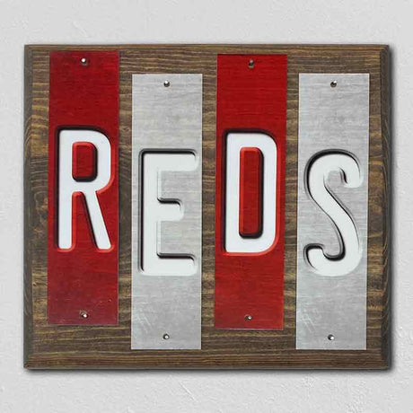 Reds Team Colors Baseball Fun Strips Novelty Wood Sign WS-630