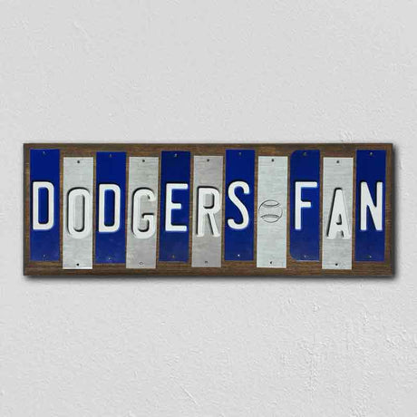 Dodgers Fan Team Colors Baseball Fun Strips Novelty Wood Sign WS-635