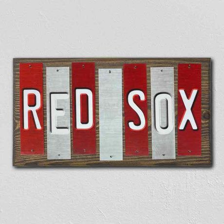 Red Sox Team Colors Baseball Fun Strips Novelty Wood Sign WS-638