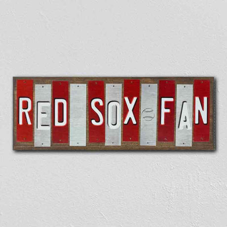 Red Sox Fan Team Colors Baseball Fun Strips Novelty Wood Sign WS-639