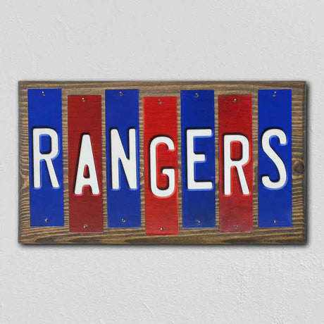 Rangers Team Colors Baseball Fun Strips Novelty Wood Sign WS-640