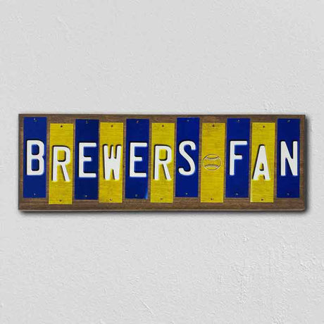 Brewers Fan Team Colors Baseball Fun Strips Novelty Wood Sign WS-647