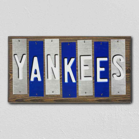 Yankees Team Colors Baseball Fun Strips Novelty Wood Sign WS-648