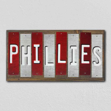 Phillies Team Colors Baseball Fun Strips Novelty Wood Sign WS-650