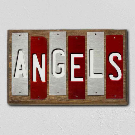 Angels Team Colors Baseball Fun Strips Novelty Wood Sign WS-654