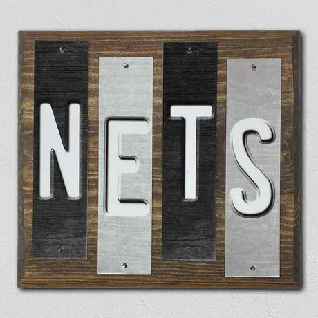 Nets Team Colors Basketball Fun Strips Novelty Wood Sign WS-662