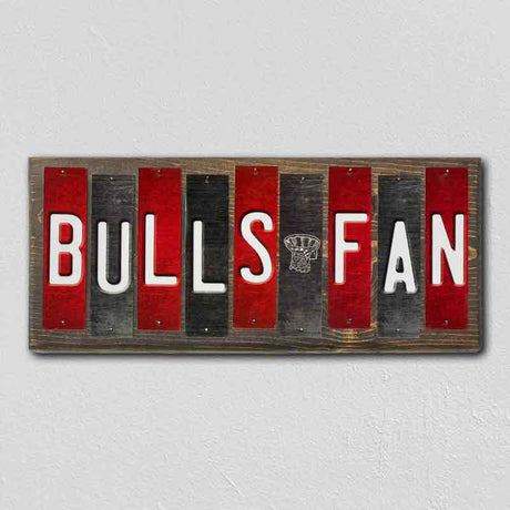 Bulls Fan Team Colors Basketball Fun Strips Novelty Wood Sign WS-669