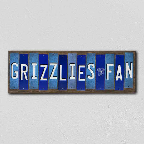 Grizzlies Fan Team Colors Basketball Fun Strips Novelty Wood Sign WS-689