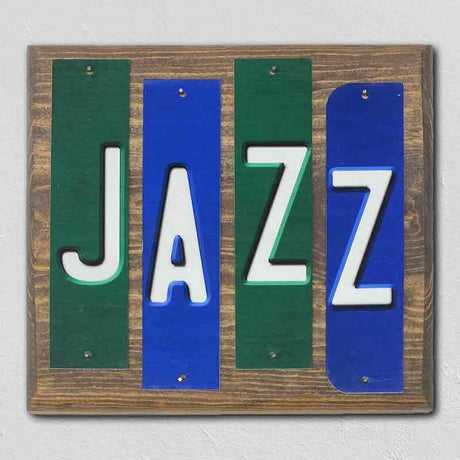 Jazz Team Colors Basketball Fun Strips Novelty Wood Sign WS-698