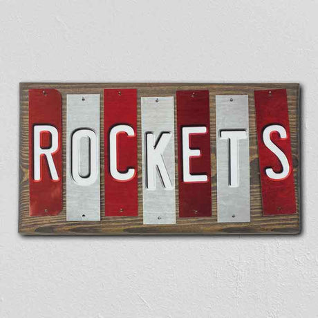 Rockets Team Colors Basketball Fun Strips Novelty Wood Sign WS-700