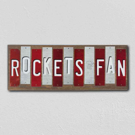 Rockets Fan Team Colors Basketball Fun Strips Novelty Wood Sign WS-701