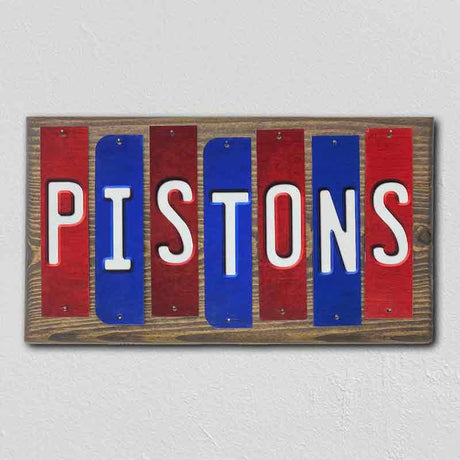 Pistons Team Colors Basketball Fun Strips Novelty Wood Sign WS-702