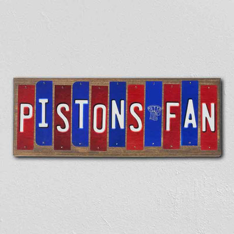 Pistons Fan Team Colors Basketball Fun Strips Novelty Wood Sign WS-703