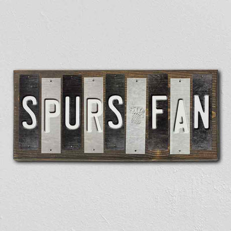 Spurs Fan Team Colors Basketball Fun Strips Novelty Wood Sign WS-709