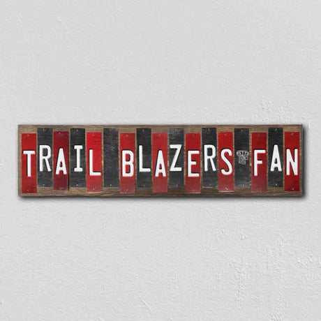 Trail Blazers Fan Team Colors Basketball Fun Strips Novelty Wood Sign WS-715